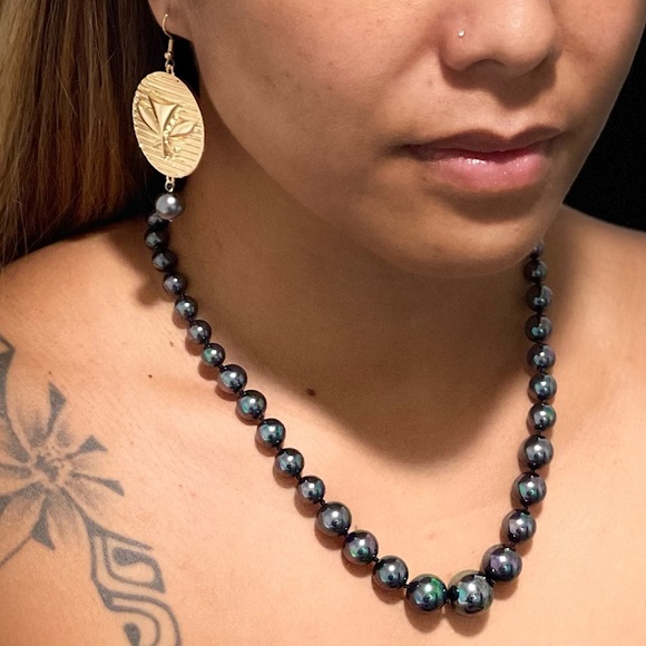 Tahitian Pearl Necklace 10mm Round Jewelry - Picture 4 of 5